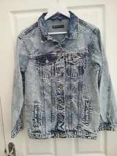 I Saw It First Snow Washed Distressed Denim Jacket Size Medium 12/14 Vgc