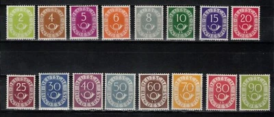 Bund 123-138 Posthornsatz luxus postfrisch Attest Schlegel ohne Signaturen!!! - Bild 1 von 2