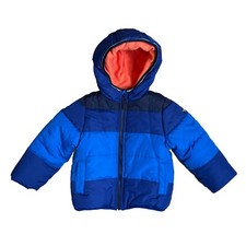 Osh Kosh B Gosh Puffer Coat Fleece Lined Boys 24M 2T Blue Colorblock Hooded Kids
