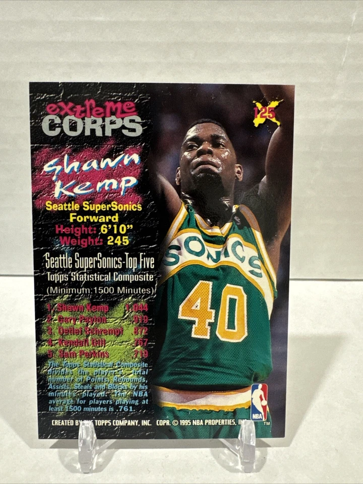 1995-96 Topps Stadium Club Baseketball Extreme Corps Red Shawn Kemp #125 - Image 2 of 2