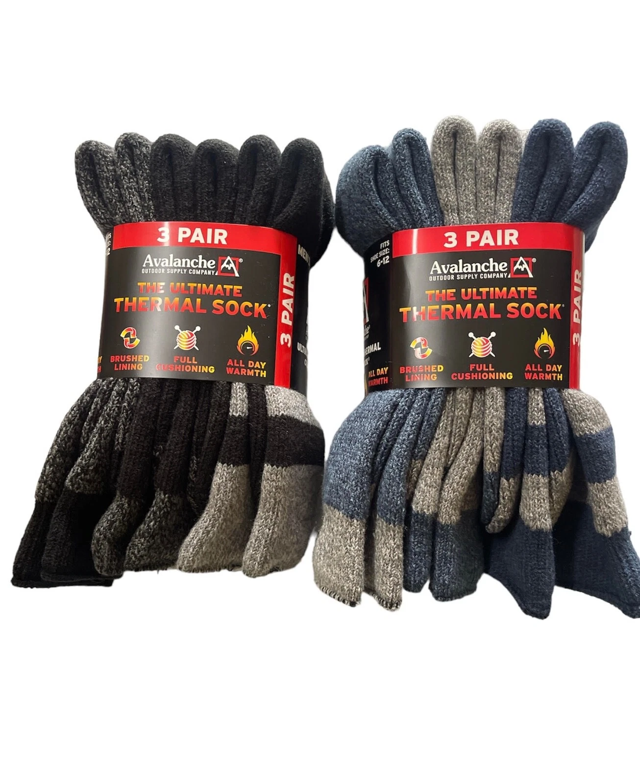 Lot of 6 PAIRS AVALANCHE MEN ULTIMATE THERMAL CREW SOCKS 6-12 SHOE SIZE
Opens in a new window or tab