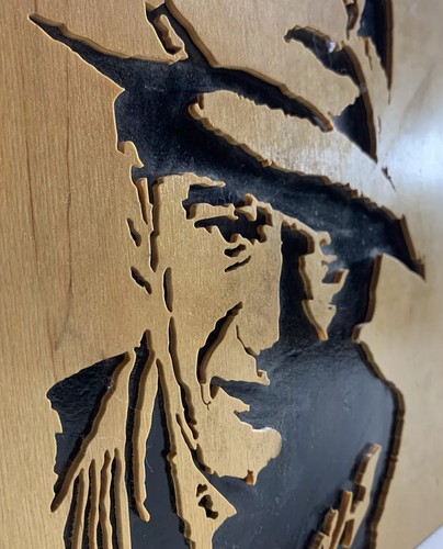 Vtg John Wayne Wood Laser Cut Hollywood Golden Age Actor Western Cowboy READ - Picture 6 of 14
