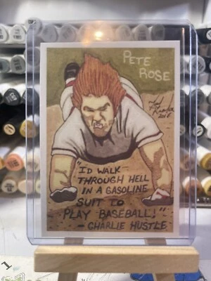 Cincinnati Reds Pete Rose Sketch Card STICKER Print Signed By Artist TonyKeaton