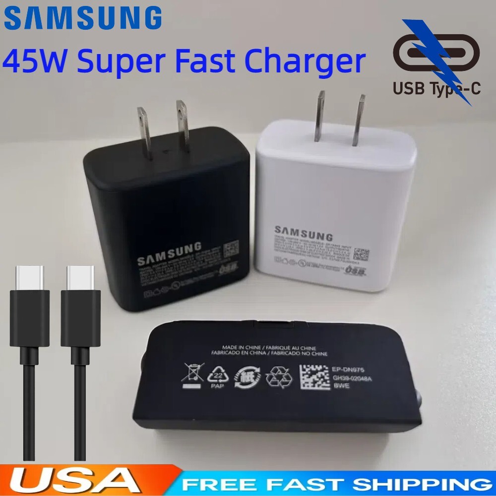 45W USB-C Super Fast Wall Charger & Cable For Samsung Galaxy S24 S23 S22 S21 S20
