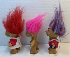 Lot of 3 Russ Troll Dolls Patriotic Red White Blue Hair USA