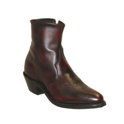 ABILENE Men's Sage Western Leather Zipper Narrow Round Toe Boots, Sizes & Colors