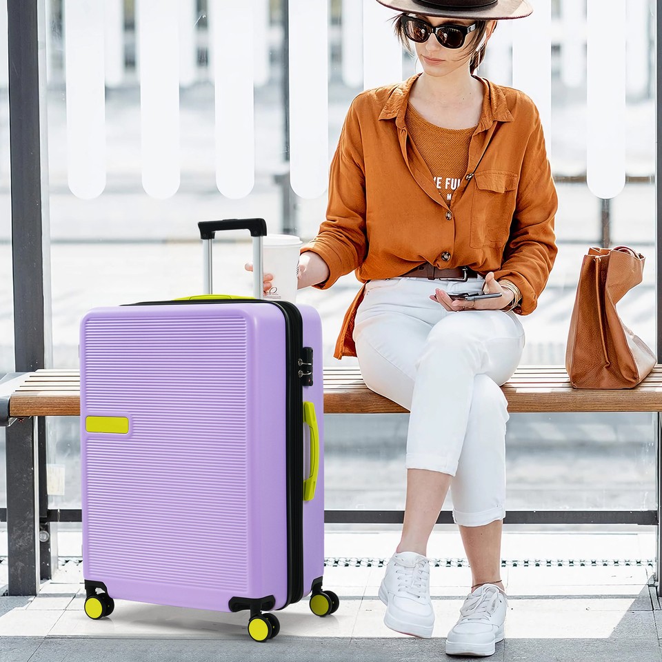 3 Pcs Luggage Set Hardside Spinner Suitcase TSA 20'' 24'' 28