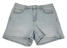 Judy Blue Shorts Women  s Size Xl Light Blue Rainbow Stitching Stretch Casual