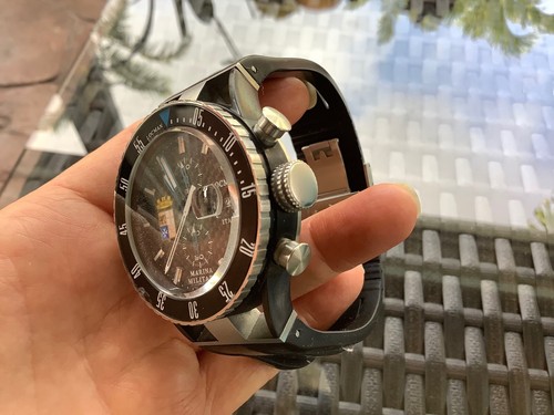 RARE LOCMAN ITALY 44MM BLACK MARINA MILITARE STAINLESS STEEL AND RUBBER BAND - Picture 6 of 9