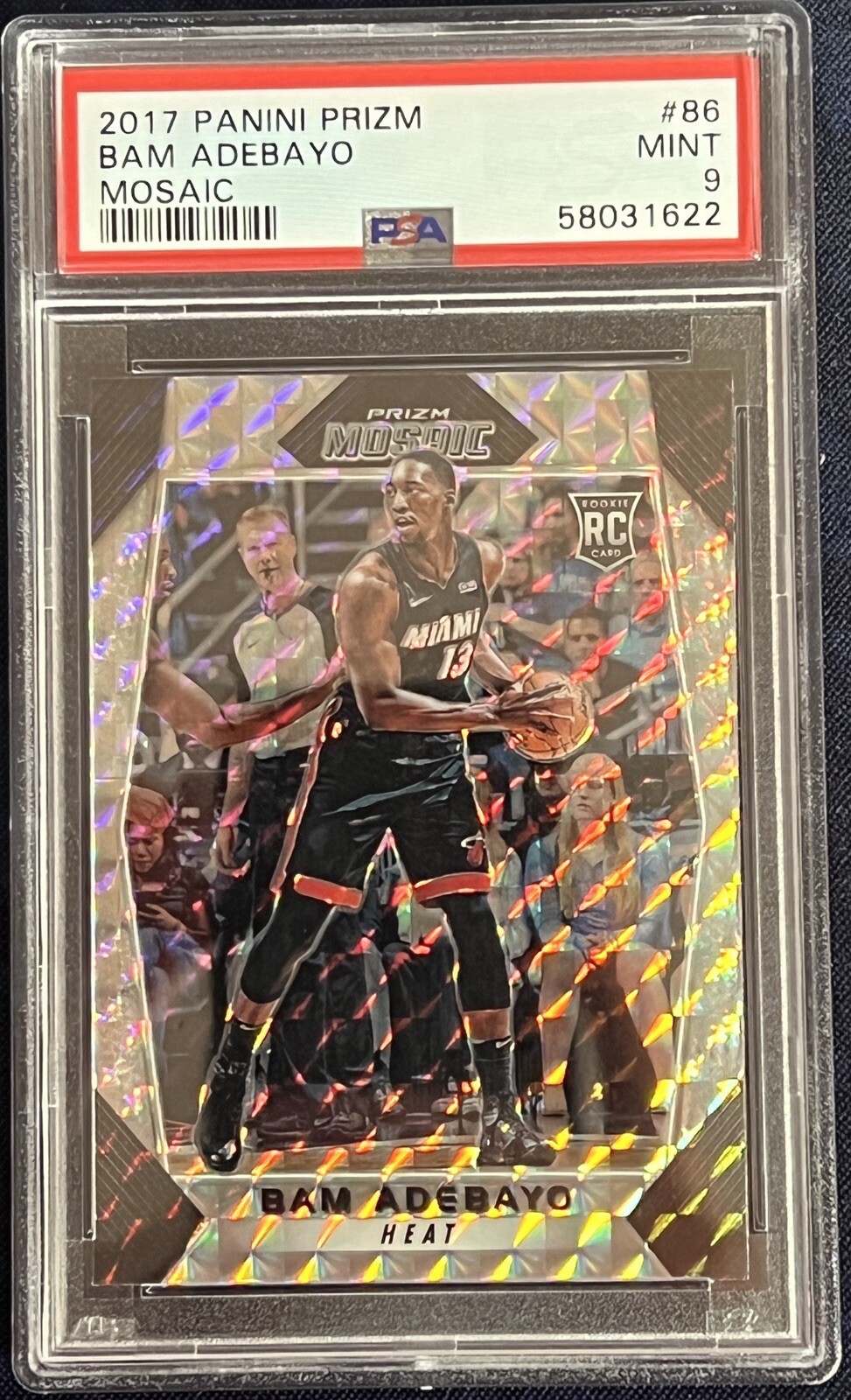 2017-18 Panini Prizm Bam Adebayo #86 Mosaic Prizm Rookie RC PSA 9 Miami Heat