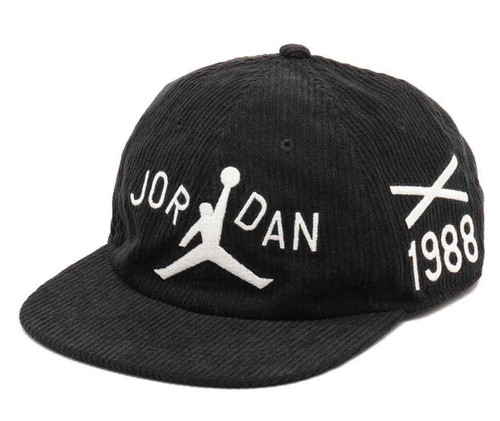 Jordan x Nina Chanel Abney Club Cap 1988 Corduroy Black Hat Size S/M HF3453-010
