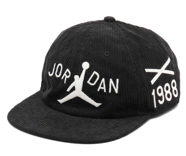 Jordan x Nina Chanel Abney Club Cap 1988 Corduroy Black Hat Size S/M HF3453-010