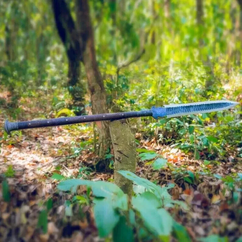 CUSTOM HANDMADE FORGED CARBON STEEL TACTICAL VIKING SPEAR SWORD HUNTING CAMPING