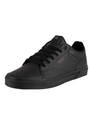 Seldan Tumble Leather Trainers, Black 
