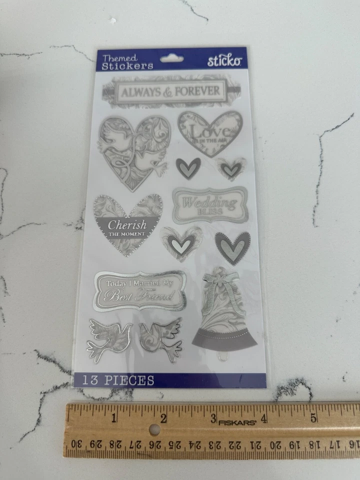 Наклейки тематические стикеры 13 шт. всегда и навсегда свадьба блаженство голуби скрапбукинг - Изображение 4 из 4