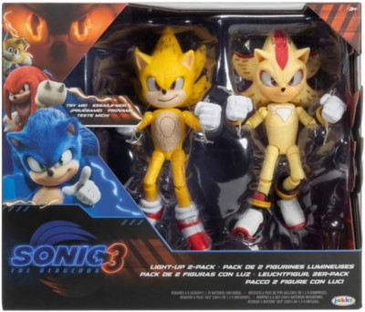 JAKKS Pacific Sonic the Hedgehog Light up Super Sonic & Super Shadow Action Figu