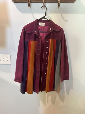 vintage Redman Company Purple suede patchwork Hippie Trapeze jacket Leather 