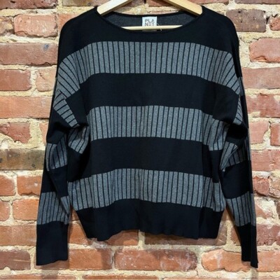 NWOT Planet by Lauren G Striped Drop Shoulder Bars Sweater One Size Fits All