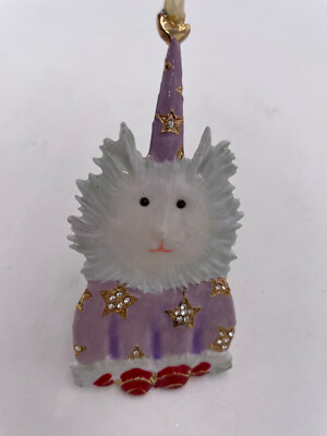 D56-Patience Brewster, Krinkles *Jeweled Dog Orn., White Fluffy Dog * 39382.3