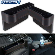 2Pcs Add-On Leather Car Seat Seam Phone Storage Cup Holder Organizer Catcher