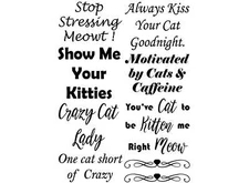 Crazy Cat Lady 9 pcs 2.5 Inch Black Fused Glass Decals