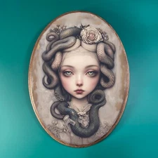 MEDUSA WOODEN DECOR, Greek Mythology Wood Plaque, Witchy Gothic Snake Wall Art