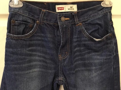 Levi’s Boys 505 Blue Jeans 14 Regular 27x27 Kids Pants Distressed - Picture 2 of 10
