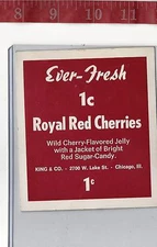 Vintage display 1c Ever-fresh royal red cherries  candy machine card