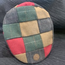 Patrick Francis Irish Mens Flat Cap Multi Plaid Tweed Newsboy Hat Cap Wool Blend