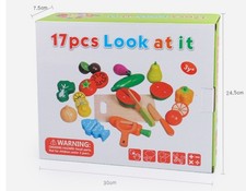 Wooden Play Food for Toddlers, Fruit and Veggies Cutting Set for Kids, Good Gift