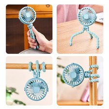 Portable Stroller Clip Fan USB Rechargeable 3 Speed Baby Pram Handheld Cooler