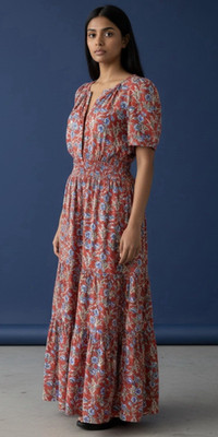 NATURAL LIFE Bella Floral Tiered Maxi Dress Medium Cottagecore Flowy Boho