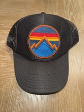 Aviator Nation Trucker Black Hat Blue Mountain Waves Adjustable Unisex