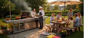304 Stainless Steel Outdoor Kitchen BBQ Grill Island + Twin Refrigerator + Sink