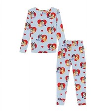 Bluey and Bingo Kids Valentine's Day Heart Print Soft Viscose Pajama Set