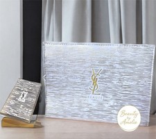 Yves Saint Laurent Beaut  Gold White Makeup  Bag Matching Mirror Set Cosmetic