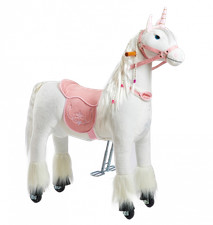 Einhorn auf Rollen Merlin - Unicorn Ponnie M mit rosa Sattel