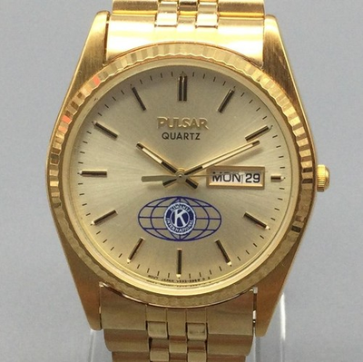 #ad #ad Pulsar Mens Presidential Watch 37mm Gold Tone Kiwanis Day Date New Battery 7.5quot; $71.99
