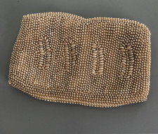 Vtg Hand Beaded clutch purse Faux Pearl Champagne color Wedding Prom Formal
