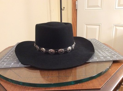 Renegade by Bailey Men's Black Western Cowboy Hat Concho Band Sz 7-3/8 USA
