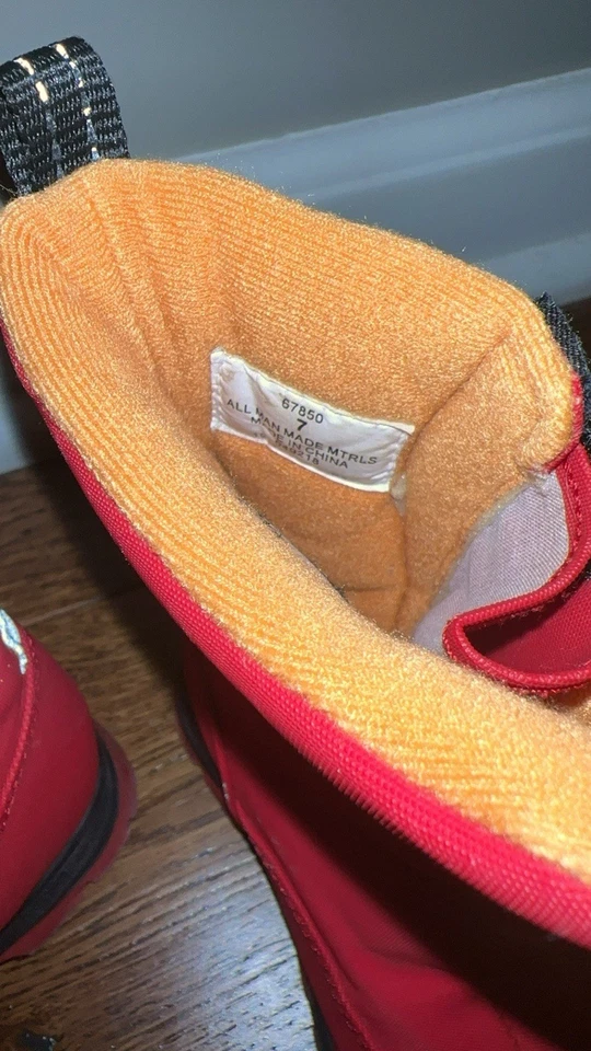 Land's End Toddler Boy's Rainboots Snow Boots Red Blue Fleece Lined - Size 7M - Image 3 of 4