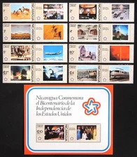 Nicaragua 1976. SC# 1028-1037a/C907-912a+ Souvenir Sheet. American Bicentennial