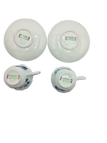 Antique Staffordshire Fine Bone China "Old Bell Pottery Willow" Pattern Tea Set - Picture 16 of 24