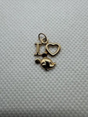 Vintage Disney I Love Mickey Mouse 14K Gold Charm/Pendant Van Dell Heart