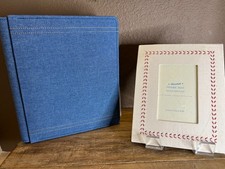 Creative Memories 12x12 Album Denim Stitched New PLUS Pottery Barn Baseball Mat 