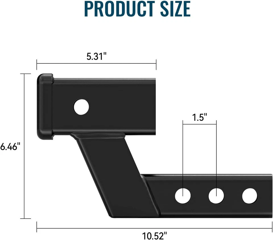 4" Drop/Rise Trailer Hitch Receiver Adapter Extension, Riser Extender,...  - Image 2 of 4