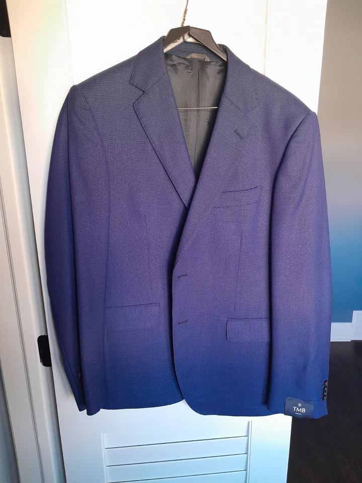 Abrigo Blazer Deportivo Tombolini Azul Marino Lunares Lana Virgen Talla 44R Italia I453 Foto 4 de 4