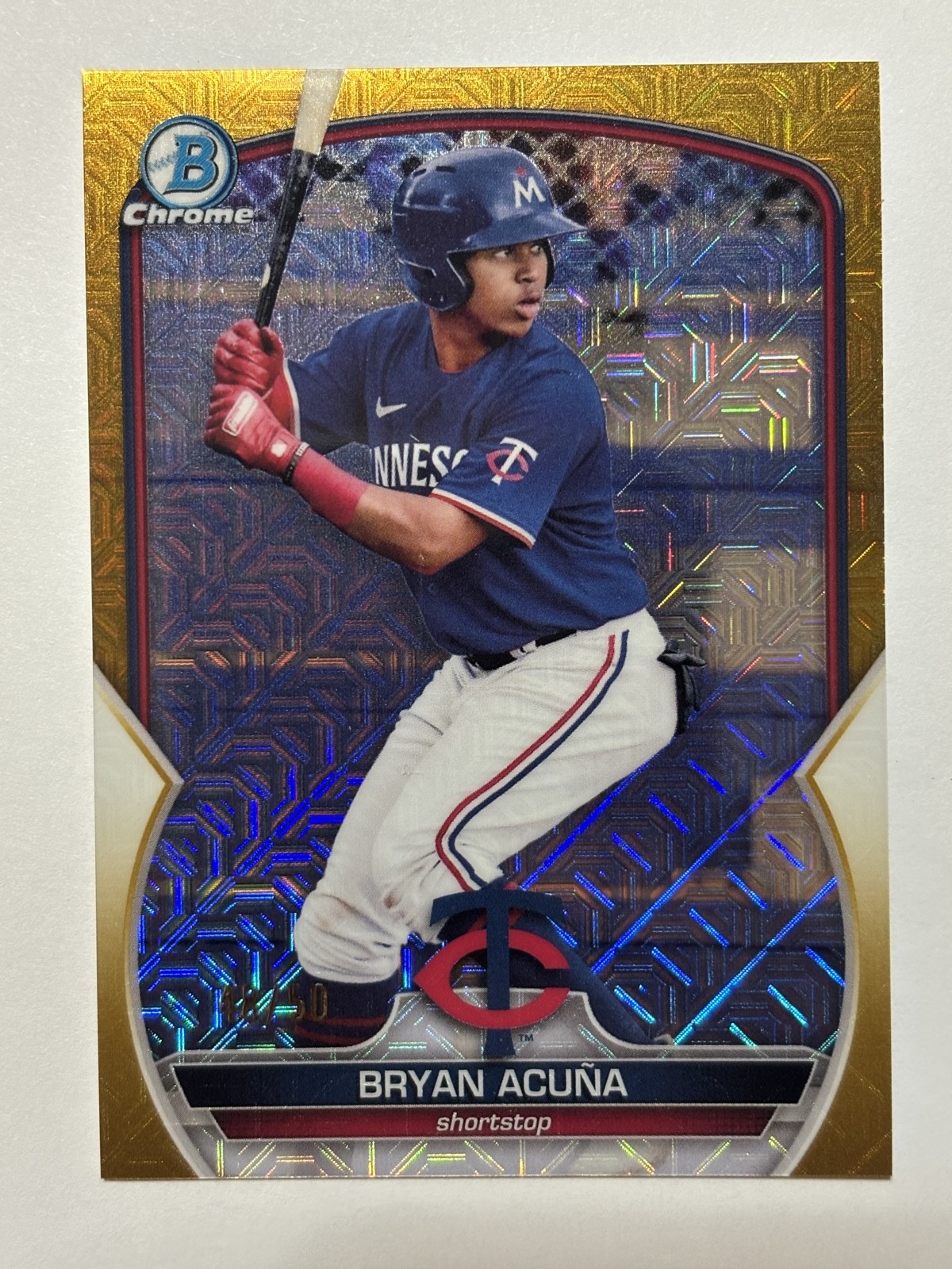 2023 Bowman - Chrome Prospects Bryan Acuna #BCP-37 Gold Mojo Refractor /50 (RC)