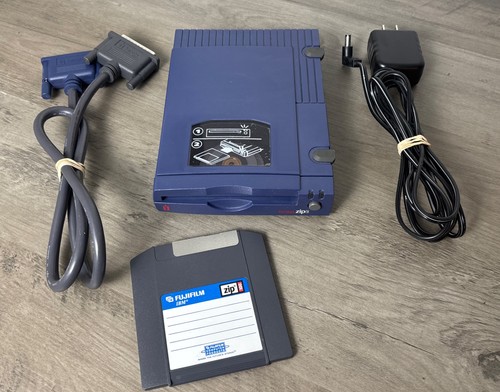 Iomega Zip 100 Z100S2 External Parallel Port Drive w/Power Adapter, Cable & Disk