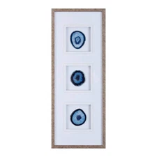 Madison Park Genuine Agate Wall Art Living Room Décor -Glass Framed 4 Inch, Blue